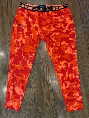 Under Armour Mens’ Orange and Red Camo Compression Leggings